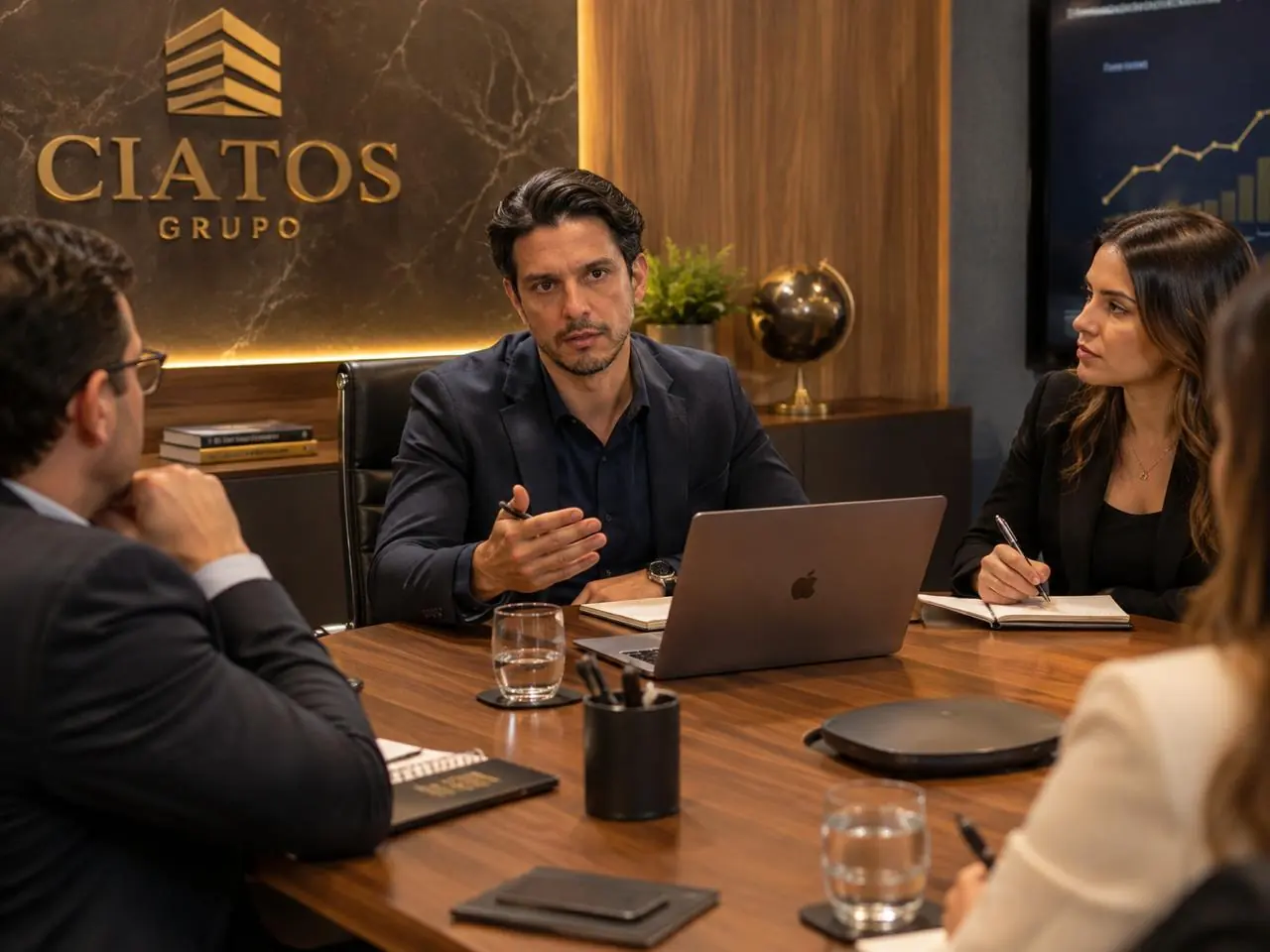 Diego Ciatos em reunião estratégica com a equipe do Grupo Ciatos